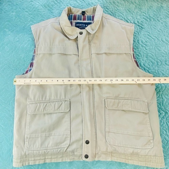 North Bay Men's XLT Tan Flannel Lining Heavy Thick Insulated Zip Vest Jacket - Picture 8 of 8